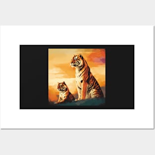 Two Tigers Sitting Together Posters and Art